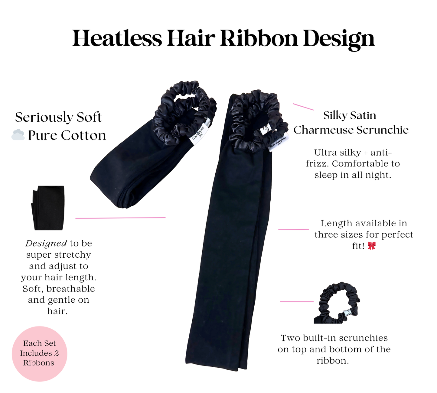 The Heatless Hair Straightening Ribbon in Black