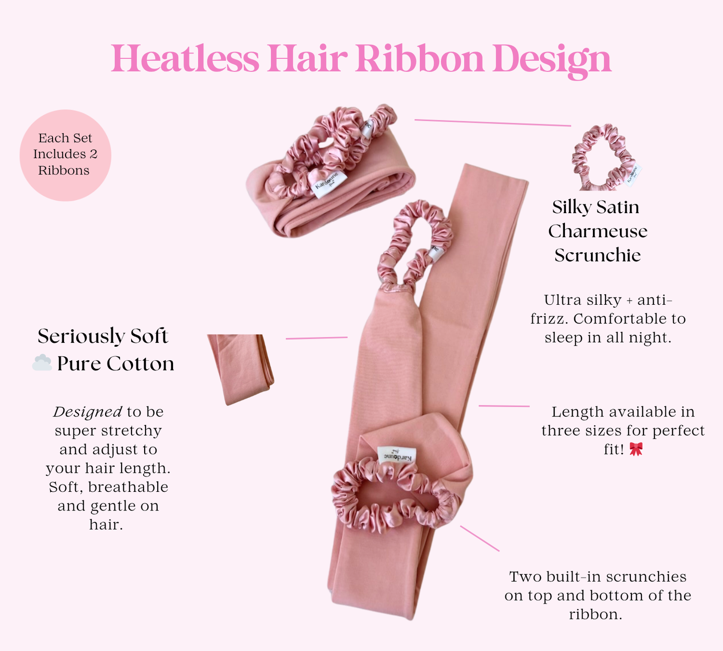The Heatless Hair Straightening Ribbon in Pink